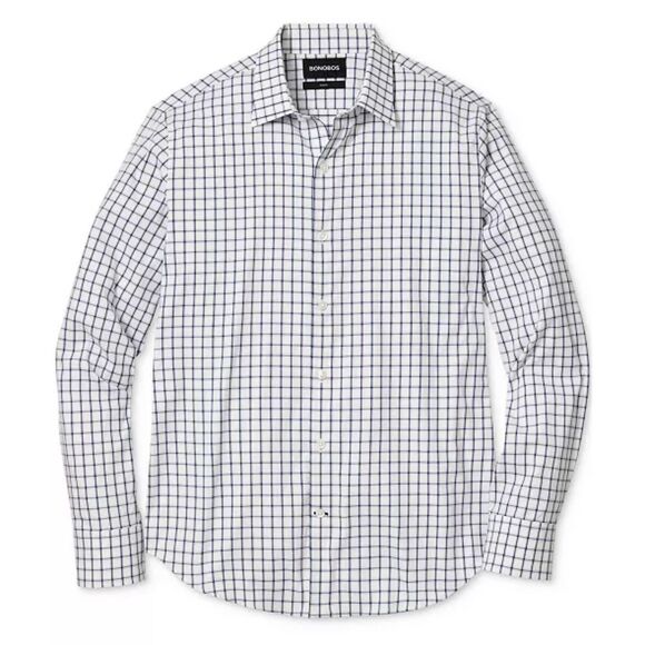 Bonobos NWT Slim Fit Long Sleeve Button-Front Tech Shirt Blue Horden Check - Picture 5 of 6